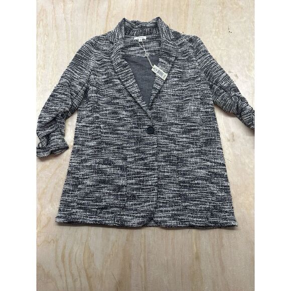 Max Studio Womens Tweed Blazer Jacket Textured 3/4 Sleeve Size M Career Office - Picture 1 of 7